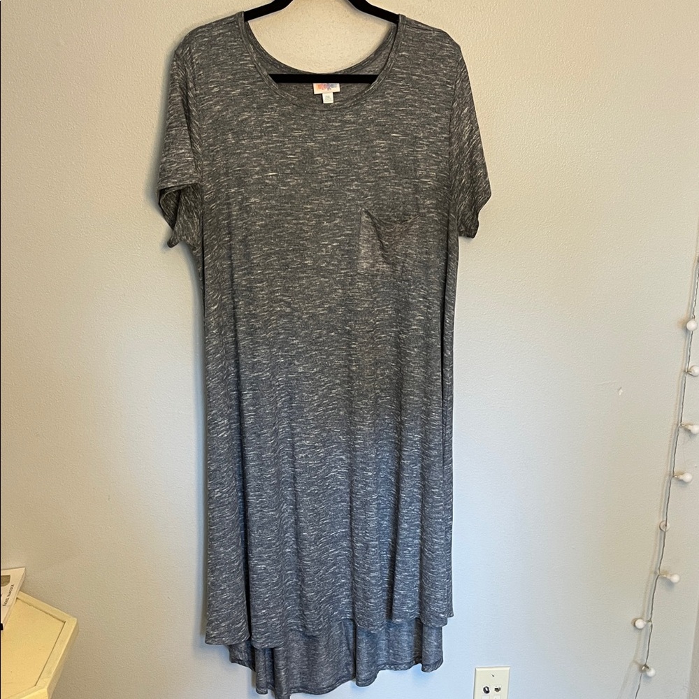 LuLaRoe Heather Gray Blue Midi Dress